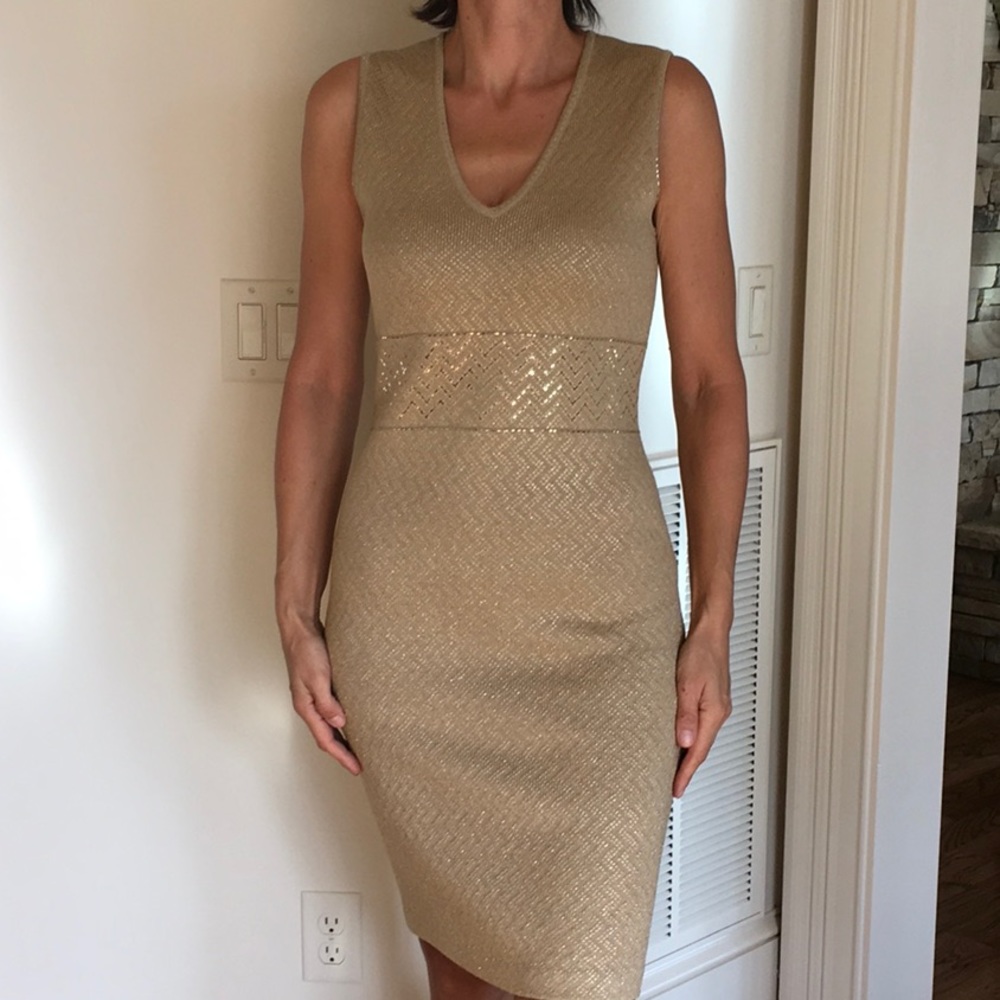 St. John knitted dress with gold detail